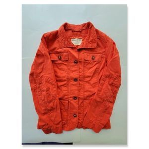 Eddie Bauer Womens Small Orange Cotton Lightweight Utility Jacket Military Coat